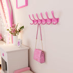 SKOLOO Coat Rack Wall Mounted - 6 Hooks, Heavy Duty, Stainless Steel, Metal Wall Hangers, Sturdy Coat Hooks for Hanging Coats, Jacket, Clothes, Hat, Pink
