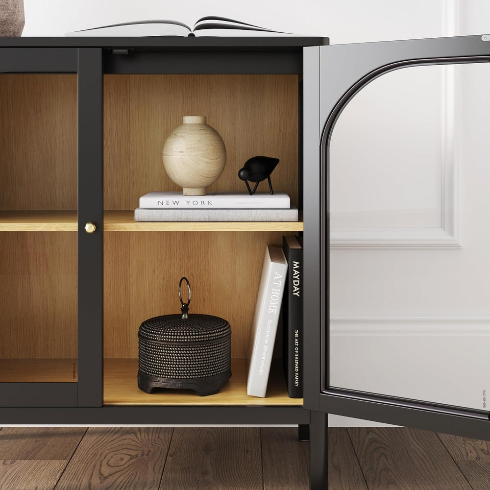 Nathan James Mason Storage Cabinet, Free Standing Accent Sideboard Buffet, Cr...