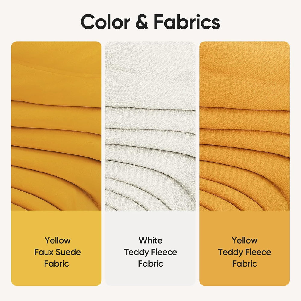 Bean Bag Chair, 3-Seater Memory Foam Fireside Chair, Teddy Yellow | High-dens...