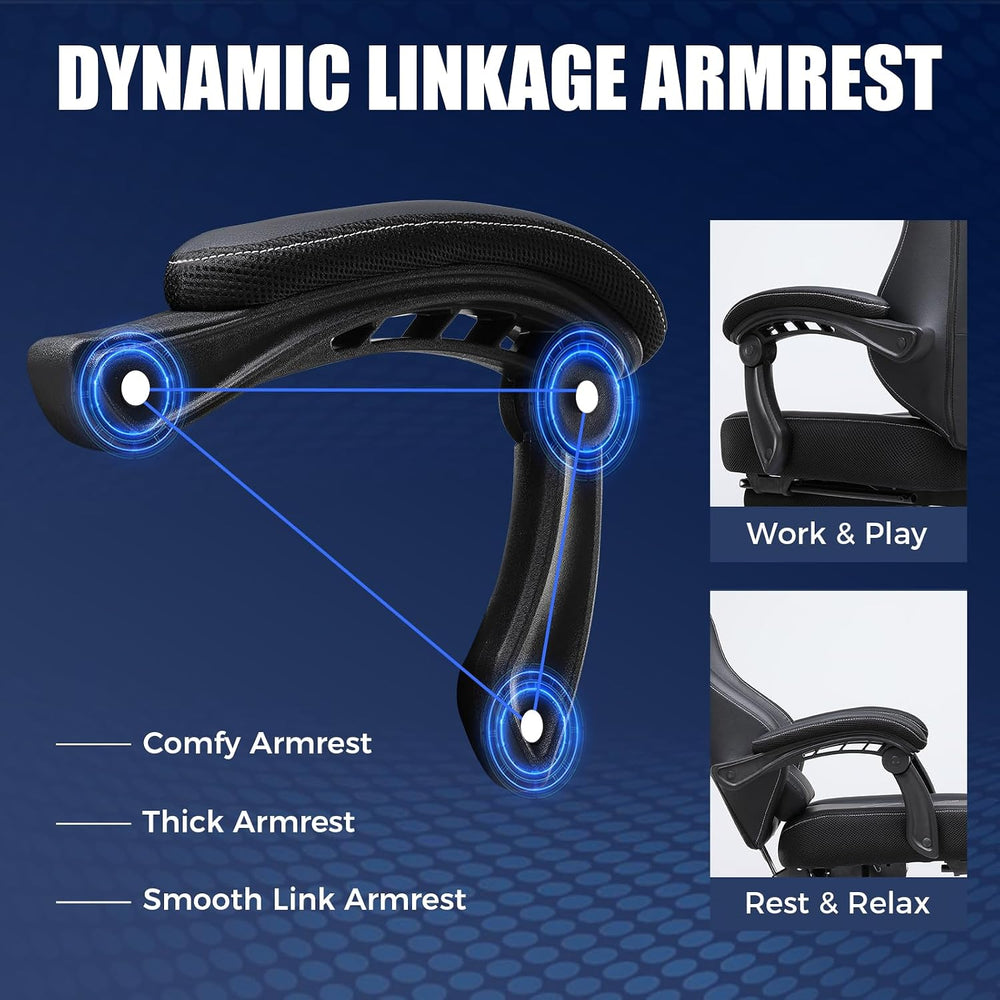 GTPLAYER Gaming Chair with Footrest, Recliner Chair with Headrest & Lumba...