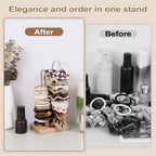 SCUNDA 2-Tier Hair Tie Organizer, Modern Scrunchies Storage Tower Holds 50-70 Hair Accessories, Claw Clip Holder, Fashion Countertop Display Stand for Women & Girls(Natural)