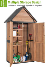 GUTINNEEN Sheds Outdoor Storage Wooden Garden Tool Shed with Metal Frame Sloped Roof and Adjustable 3 Tiers Shelves Outdoor Storage Cabinet for Backyard Garden Patio Lawn 67.1"(Brown)