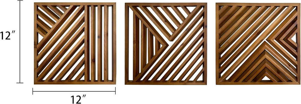 Musanpou Wooden Geometric Home Wall Decor Slatted Wood Design Wall Sculpture，...