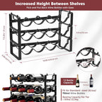 Stackable Wine Rack Countertop, Sturdy Bottle Holder Freestanding for Cabinet, 3 Tier Small Tabletop Wine Holder Stand, Wire Bottle Rack Metal Storage Organizers