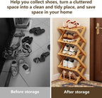 Bamboo Shoe Rack, Portable Folding Storage, No Installation, 5 Tier Stand | Free Standing, Space Saving Design, Easy To Move, Ideal For Entryway, Closet, Dorm
