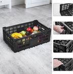Collapsible Storage Bin Containe, 52 Liter Heavy Duty Transfer Box, 23.6" l x 15.7" w x 8.6" h Plastic Crate for Transit and Storage of Various Items