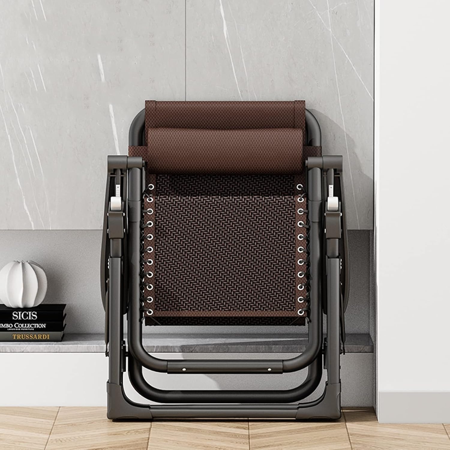 Gravity Chair, Folding Portable Chaise Lounge， with Headrest and Cup Holder, Reclining Patio Lounger(Yh-1004)