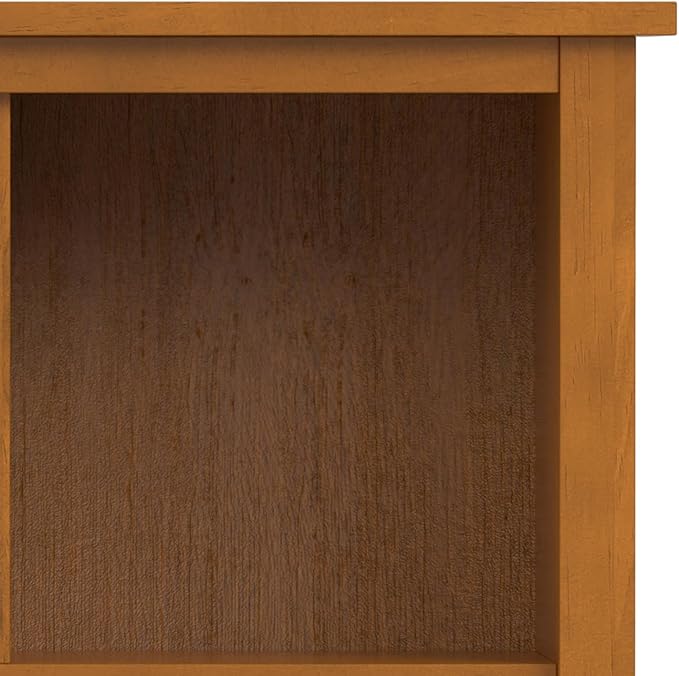 SIMPLIHOME Warm Shaker Bookcase - 44 inch Tall 9-Cube Solid Wood Cube Organizer in Light Golden Brown, Transitional Storage for Living Room, Study Room or Office with Fixed Shelves and Tapered Legs