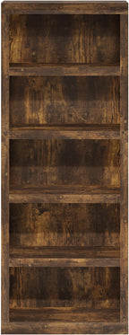 Furinno Rail 5-Tier Open Shelf Bookcase with Classic Style Edges, Amber Pine
