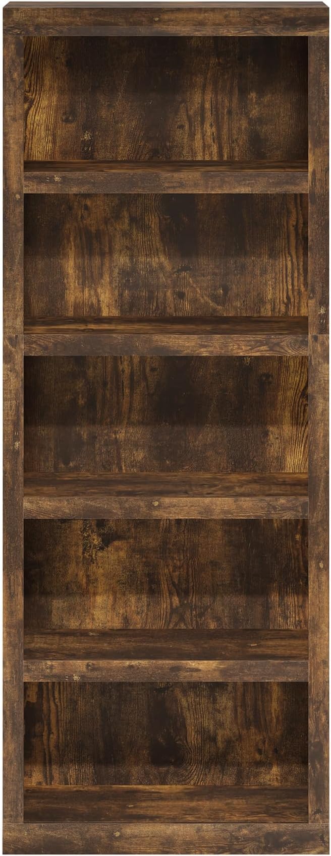 Furinno Rail 5-Tier Open Shelf Bookcase with Classic Style Edges, Amber Pine