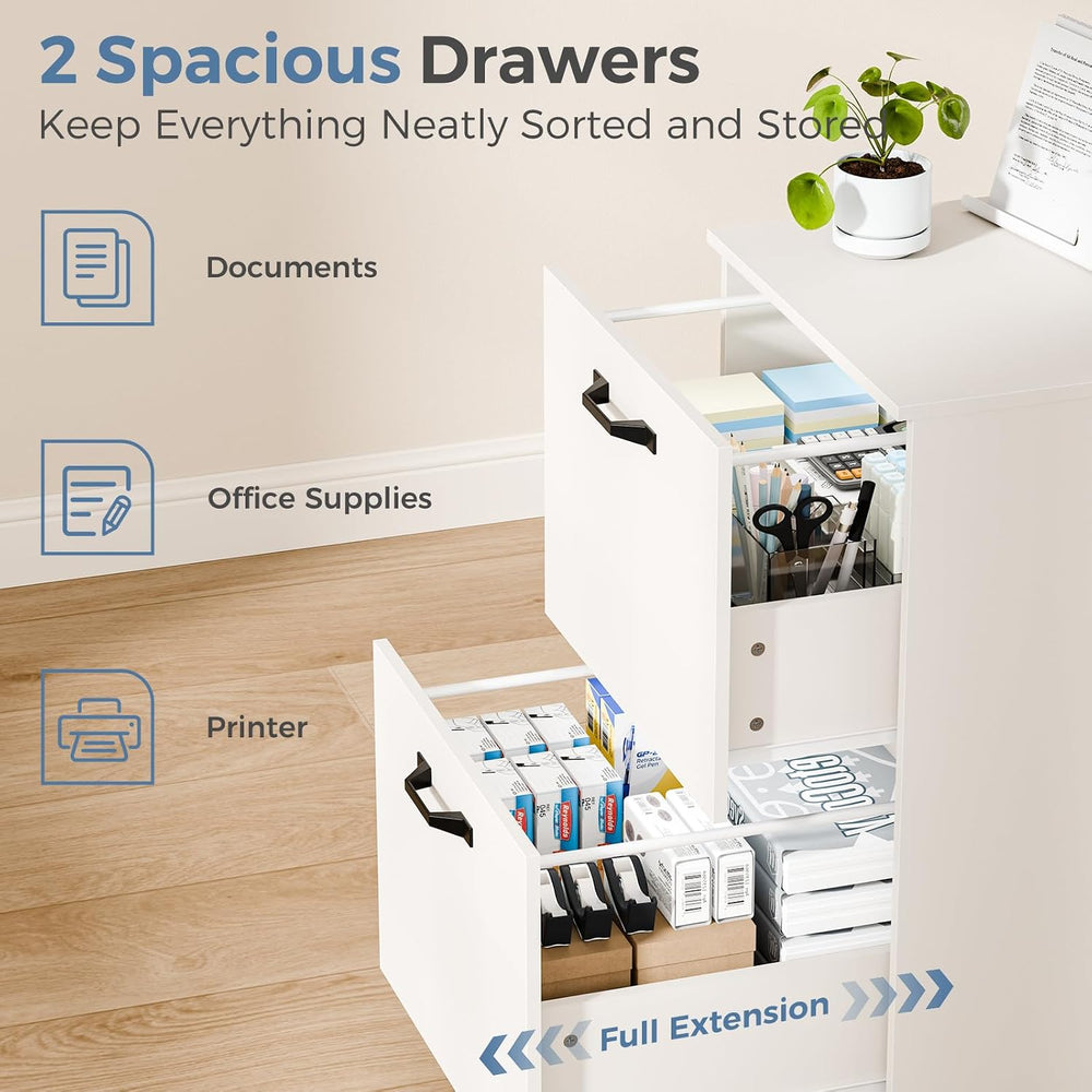 DUMOS 2 Drawer Storage Cabinet, Rolling Under Desk Storage, White | Not for H...