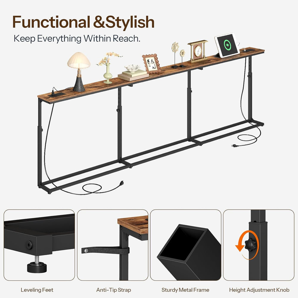 HOOBRO 102.3 Inch Narrow Console Table with Adjustable Height (25.5"-33....