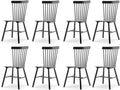 LUE BONA Windsor Dining Chair, Dining Chairs Set of 8, Spindle Back Wood Dining Chair, Kitchen Chairs Wooden, Farmhouse Dining Chairs for Kitchen and Dining Room, Black