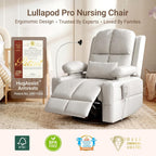 MAMAZING Lullapod Power Nursery Recliner Rocking Chair, Triple Motor Power Recliner with HugAssist Armrest, 270° Swivel Glider and Quiet Rocking Chair Nursery with Dual Charging Port and Storage