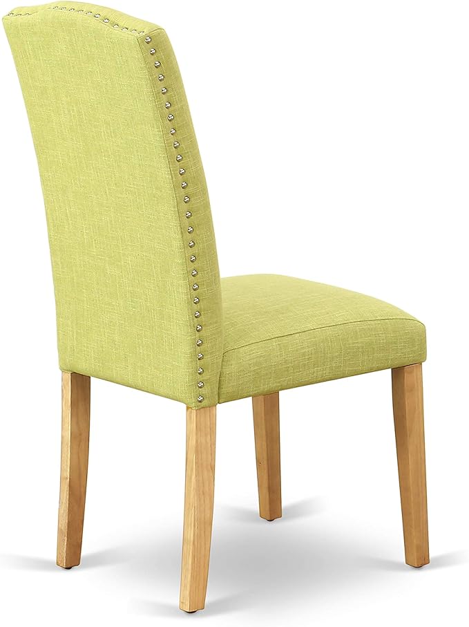 East West Furniture CAEN5-OAK-07 5 Piece Modern Dining Table Set Includes a Rectangle Wooden Table and 4 Limelight Linen Fabric Upholstered Parson Chairs, 36x60 Inch, Oak