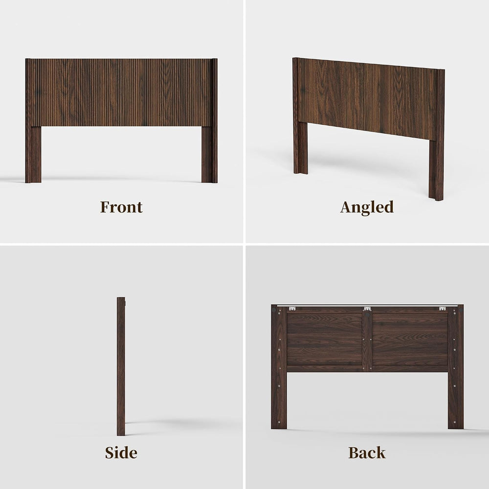 Queen Size Headboard Only, Modern Fluted Wall-Mounted Head Board with Lightin...