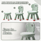 KidBloom Toddler Chair, Plastic Kids Dinosaur Chair, Anti-Slip Toddler Chairs for Table with Dinosaur Backrest, Multi Use Chairs for Kids 1–3, Green