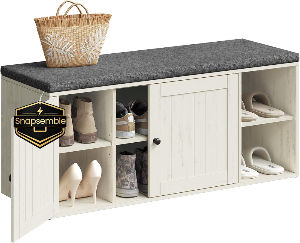 SONGMICS HOME Shoe Storage Bench, Snapsemble Superfast Assembly, Shoe Rack Ca...