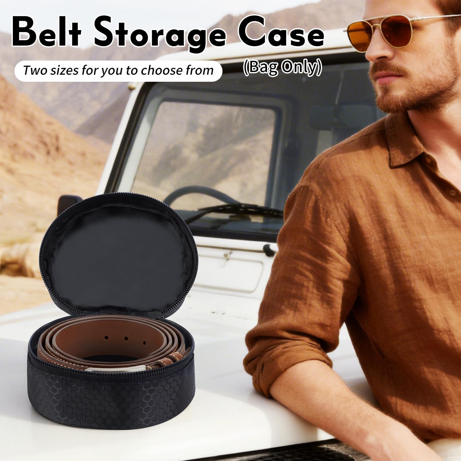 Belt Organizer Case,Travel Belt Storage Holder for Closet Drawer,Display Case for Belts,Ties,Portable Container Storage Holder,Height 2.6inch(Bag Only)