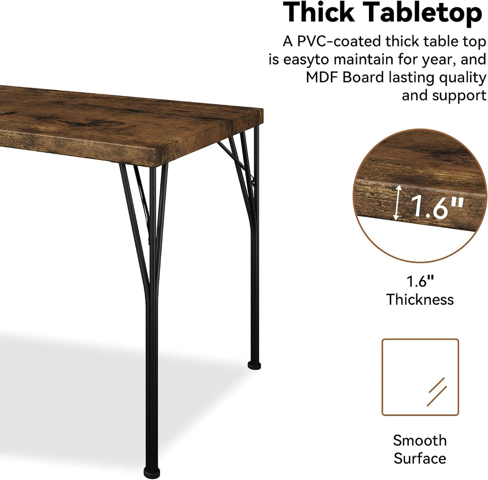 Dining Table Set for 4 with 1.6" Thick Tabletop, 5-Piece Kitchen Table S...