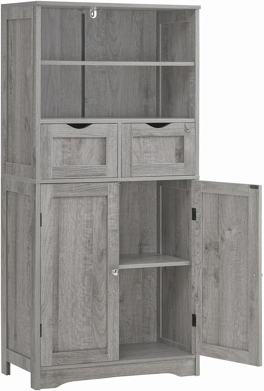 Iwell Storage Cabinet with 2 Drawers & Adjustable Shelf, Tall Bathroom Ca...