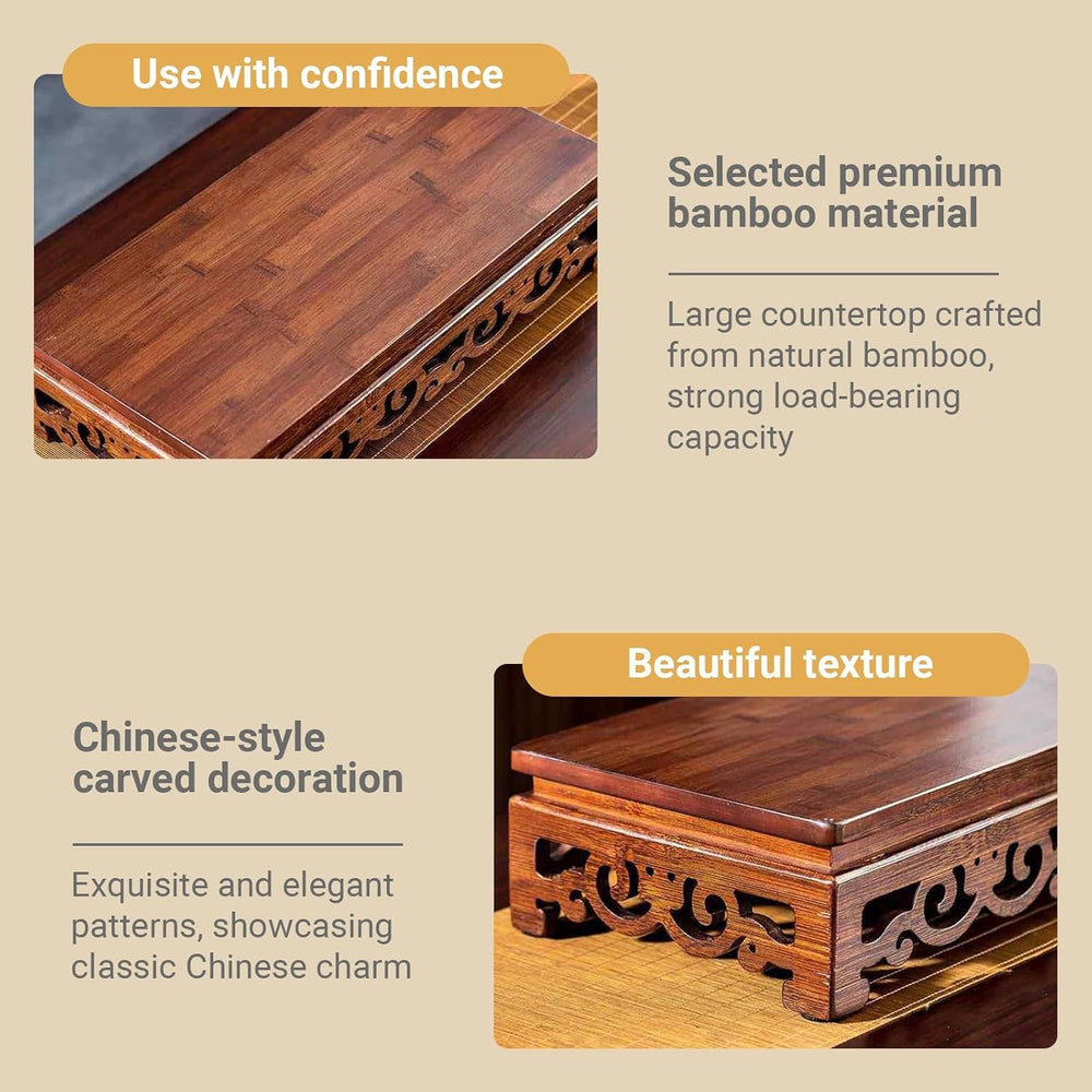 Freestanding Hollow Carving Wooden Shrine Altar Table Personal Shrine Altar T...