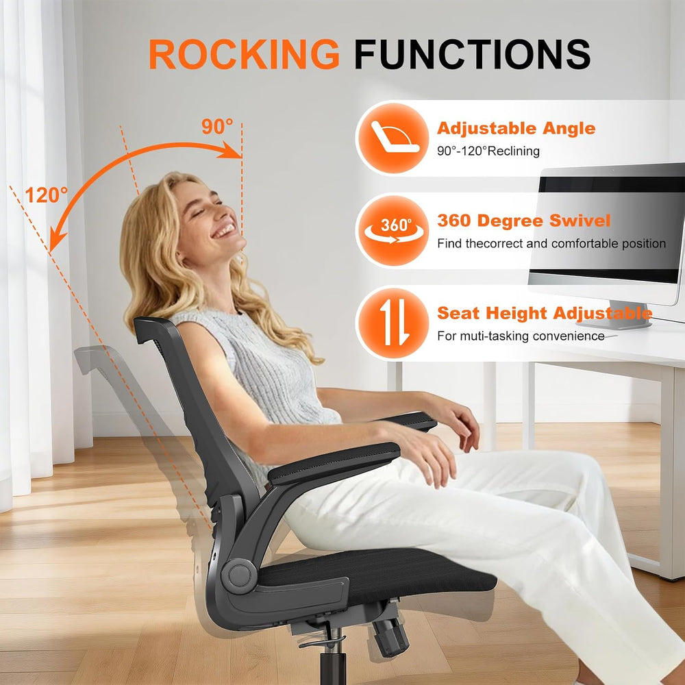Ergonomic Office Chair, Comfy Mesh Desk Chair with Flip-up Armrests | 300lbs ...