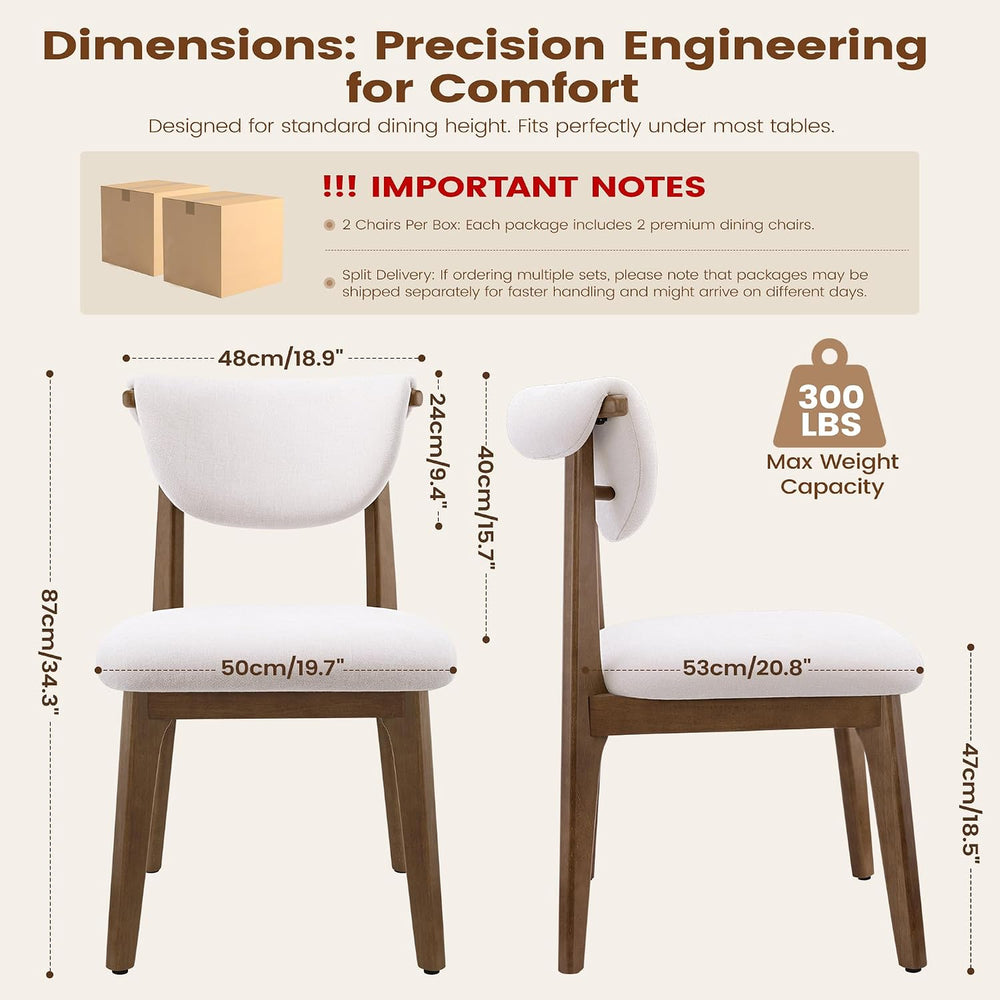 Dining Chairs Set of 6, Solid Rubberwood Kitchen Chairs with Lumbar Support H...