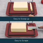 KITCHENDAO Airtight Flip-Top Butter Dish with Lid for Countertop and Refrigerator, Butter Keeper, Plastic Butter Holder Tray for 2 Sticks East Coast/West Coast/European Style/ Kerrygold Butter (Red)