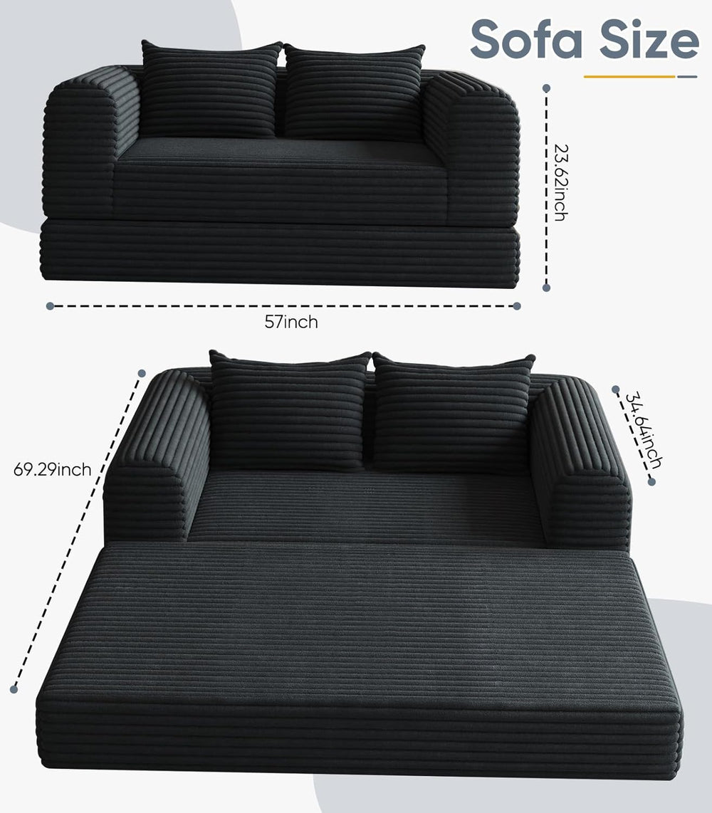 Versatile 2 in 1 Armchair Chaise Lounge Chair Indoor, Convertible Sleeper Cha...