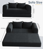 Versatile 2 in 1 Boneless Armchair Chaise Lounge Chair Indoor, Convertible Sleeper Chairs Couch Folding Sofa Bed Oversized Comfy Futon Floor Sofa BeanBag for Reading Nook Living Room Bedroom