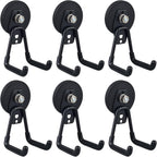 ULIBERMAGNET Heavy Duty Magnetic Garage Hook,6 Pack Strong Large Magnet Hooks for Power Drill,Garden Tools,Hose,Pegboard,Garage, Workshop,Magnetic Storage Hooks for Indoor Outdoor Hanging(Black)