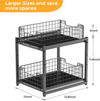 Under Sink Organizer, 2-Tier Pull Out Cabinet Organizer, Adjustable Height Bathroom Organizer and Storage, Spice Rack for Kitchen, Sliding Drawers Shelves 13.8×11×15.8 Inch (1 Pack)
