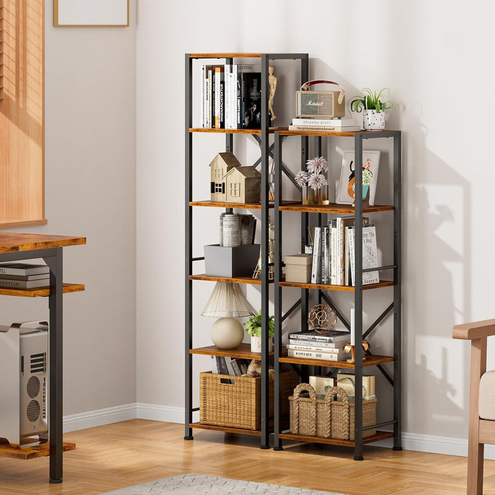 Furologee 6 Tier Tall Bookshelf, Industrial Narrow Bookcase, Display Standing...