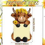 Thenshop Sunflower Highland Cow Pop up Sticky Note Dispenser Resin Highland Cow Note Holder with 100 Sheets 3 x 3 Inch Sticky Notes Desk Accessory for Office Home(Brown,Classic)