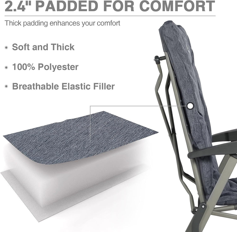 EVER ADVANCED Luxury Camping Chairs 2 Set for Adults Heavy Duty High Back Ove...