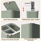 Bathroom Accessories Set - 25PC Sage Bathroom Set, Bathroom Set with Shower Curtain and Rugs, Sage Green Shower Curtain Set, Bathroom Accessory Set, Trash Can & Soap Dispenser
