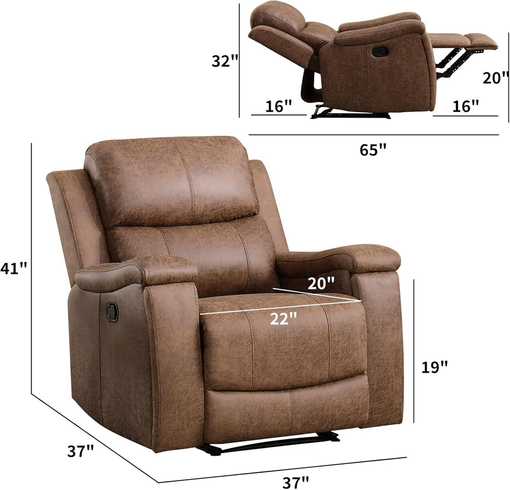 CANMOV Leather Recliner Chair, Classic and Traditional Manual Recliner Chair ...