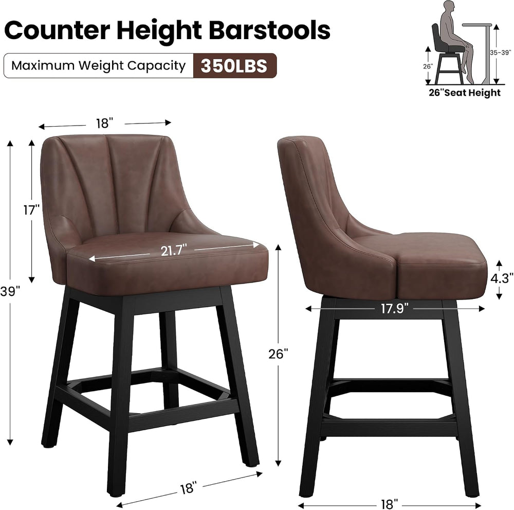 Swivel Bar Stool, 26" Upholstered Counter Height Barstools