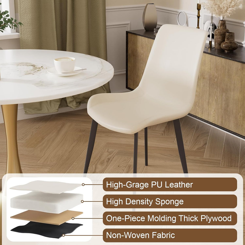 Modern Dining Chairs Set of 4, PU Leather Dining Room Chairs, Upholstered Kit...