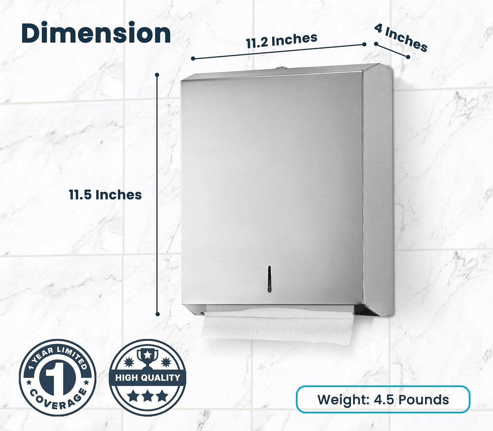 Alpine Commercial Paper Towel Dispenser – Wall-Mount Stainless Steel Holder f...