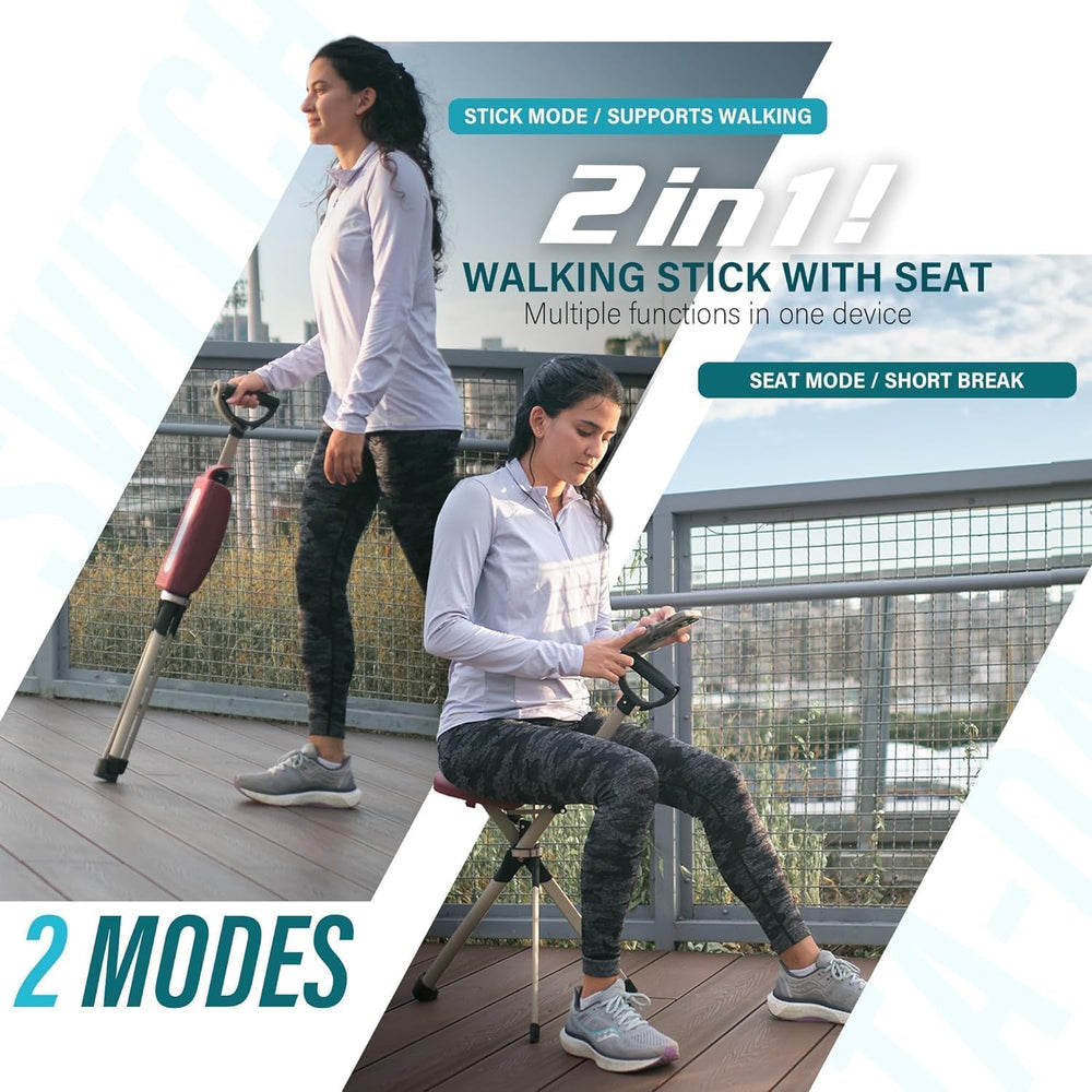 STEP2GOLD Ta-Da Chair Series 2 PRO, Portable Trekking Hiking Pole, Folding Wa...
