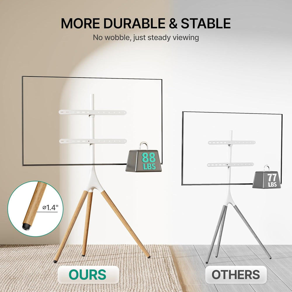 Artistic Easel TV Stand for 43-65 Inch TVs, 180° Swivel Tripod TV Stand up to...