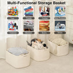ICERZCZ Large Storage Baskets for Organizing Shelves, Woven Cotton Rope Bins for Baby Nursery Organization, Book Toy Towel Organizer, 17"x13"x9.5", 3 Packs, Off White