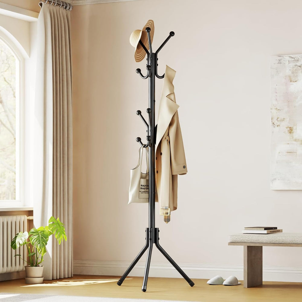 HYSEYY Coat Rack Freestanding,Metal Coat Tree for Entryway with 12 Hooks