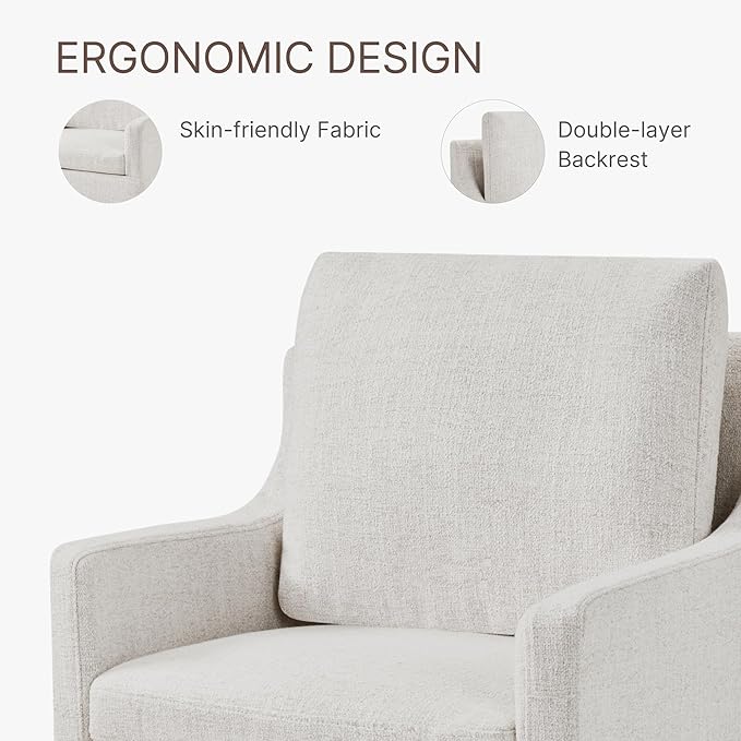 Upholstered Dining Chairs Set of 2, Modern Dining Room Chairs with Casters & Washable Cover, Rolling Accent Chair with Comfy Backrest for Kitchen, Farmhouse, Living Room, Cream Beige, 2 Box