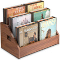 3 Tier CD Holder,Wood CD Storage Rack,CD/DVD Display Stand | Holds 24 Jewel Cases,CD Organizer with Handles for CD DVD Cassettes Tapes,Rustic Brown for Home Office & Music Lovers