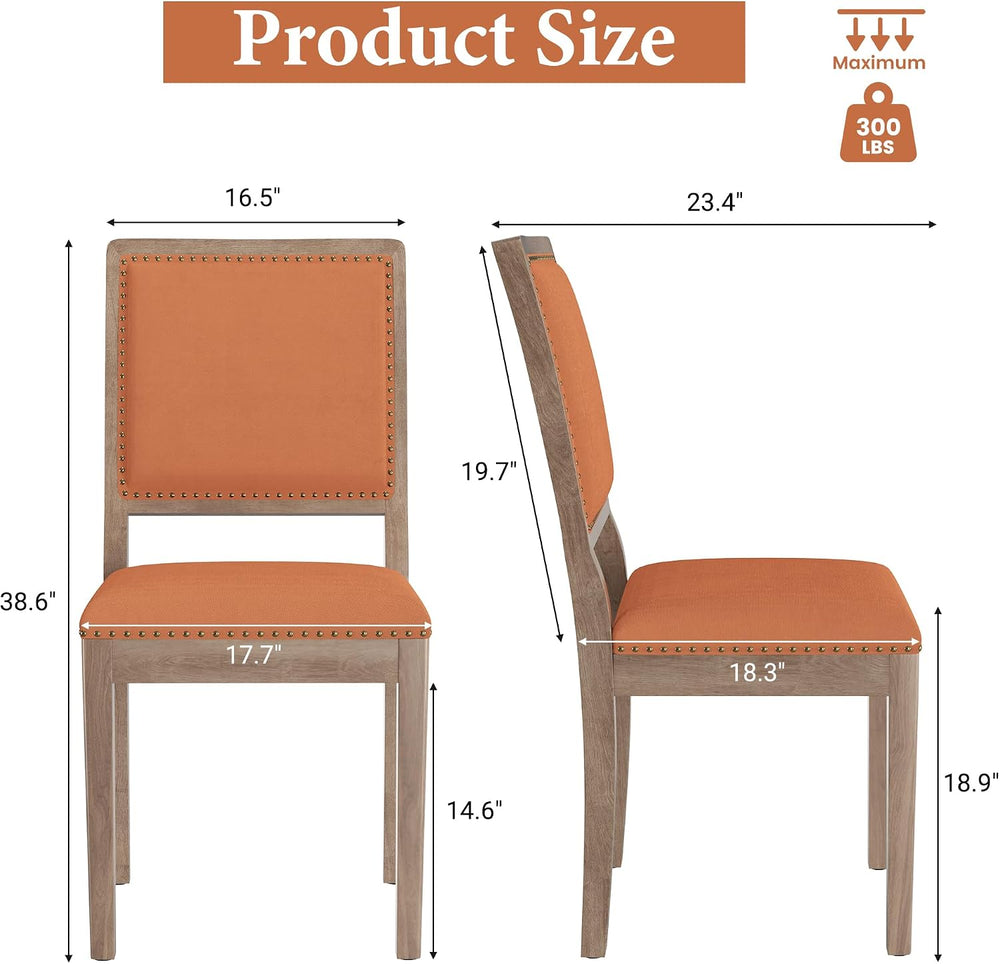 Dining Chairs Set of 2, Mid Century Modern Upholstered Dining Room Chairs, Fa...