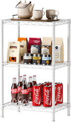 SINGAYE 3 Small Shelves Storage Shelf Wire Shelving Unit Metal Shelf Adjustable Organizers Storage Shelving with Wheels for Bathroom Laundry Room Kitchen Pantry11.5”D x 17.3”W x 30”H White