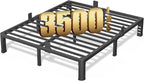 FUIOBYVV 10 Inch King Bed Frame with Rounded Corner and Headboard Hole Mattress Retainers 3500 LBS Metal Heavy Duty Steel Slats Support No Box Spring Needed Platform Noise Free Easy Assembly